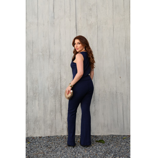 Conjunto Jacquard Colete e Calça – Azul Marinho