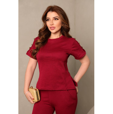 Conjunto manga curta, conjunto vinho, vermelho