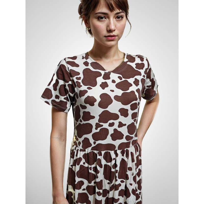 Vestido Três Marias – Estampa Vaquita - Manga