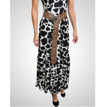 Vestido regatas, estampa vaca, três marias