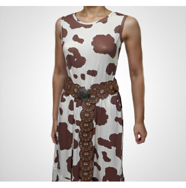 Vestido regatas, estampa vaca, três marias