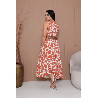 Vestido regatas, estampa vaca, três marias